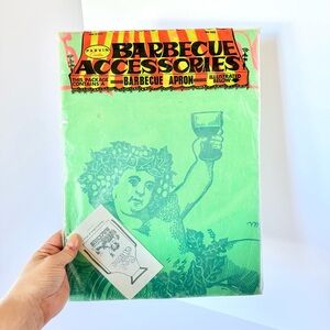 NWT Vintage Bacchus God of Wine Apron Parvin Creations Hand Printed NOS Cotton